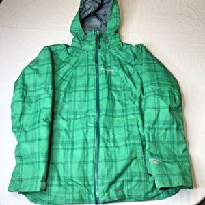 Columbia‎ Women's Sz Small Green Plaid Interchange Omni-Tech Rain Snow Jacket